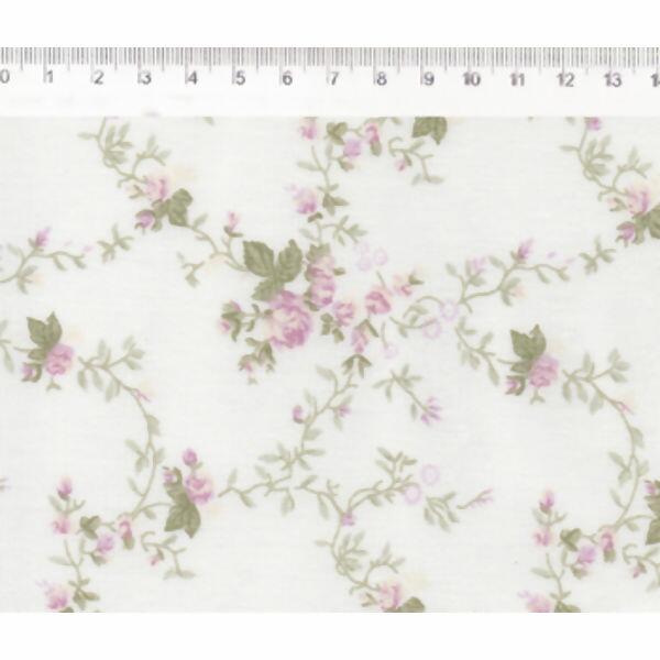 Tecido Tricoline Floral Rosa Manu Fundo Branco 