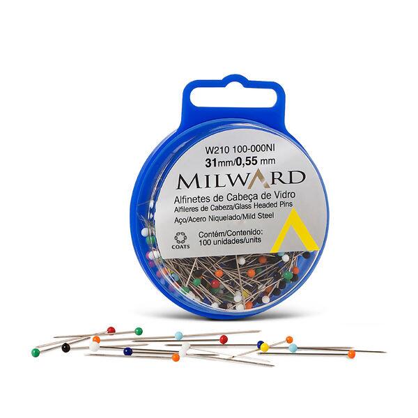 Alfinete Cabeça Vidro Milward Coats - 100 Unidades