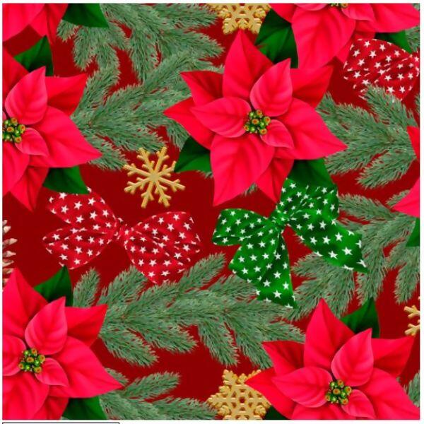 Tecido Tricoline Digital Flor de Natal Fundo Vermelho Tecido Tricoline Digital Flor de Natal Fundo Vermelho
