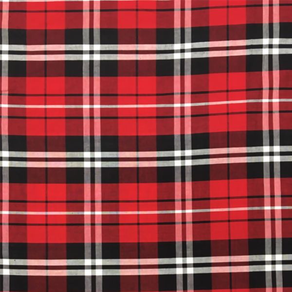 Tecido Xadrez Vermelho Preto Branco