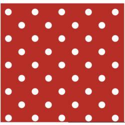 Tecido Tricoline Poá Médio Branco com Fundo Vermelho