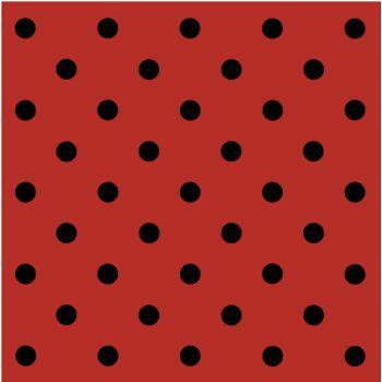 Tecido Tricoline Poá Médio Preto Fundo Vermelho 