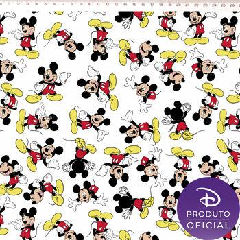 Tecido Tricoline Disney Mickey Mouse Fundo Branco 