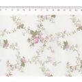 Tecido Tricoline Floral Rosa Manu Fundo Branco 